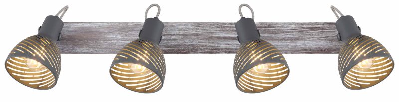 Spot gris de madera/metal de 4 luces Globo Mori - Imagen 3