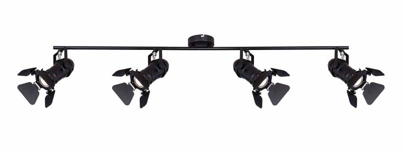 Spot industrial negro de 4 luces proyector de cine Globo Egon - Imagen 2