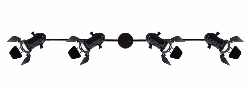Spot industrial negro de 4 luces proyector de cine Globo Egon - Imagen 3
