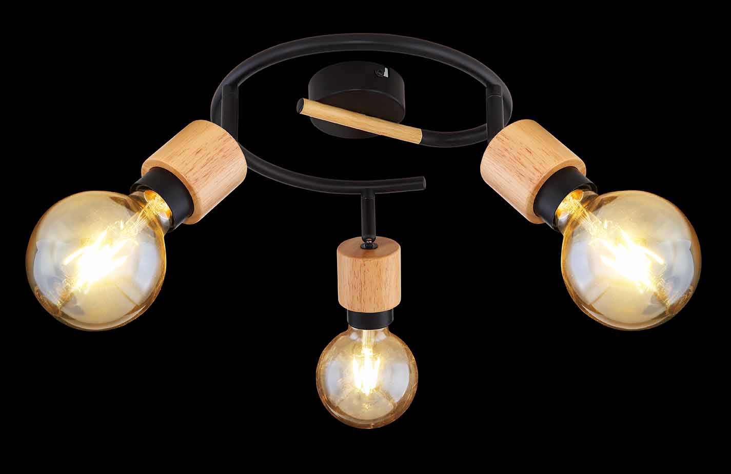 Spot minimalista de 3 luces negro/natural Globo Jorna - Imagen 4