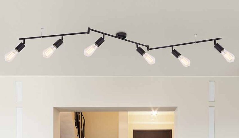 Spot minimalista negro alargado de 6 luces Globo Martha - Imagen 4