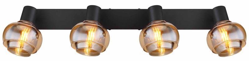 Spot negro de 4 luces ámbar/cristal ahumado Globo Tokki - Imagen 3