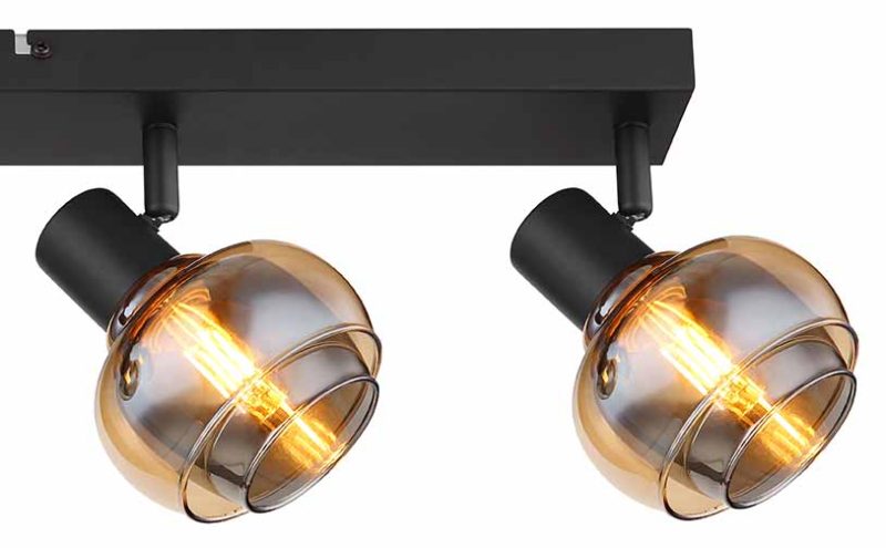 Spot negro de 4 luces ámbar/cristal ahumado Globo Tokki - Imagen 4
