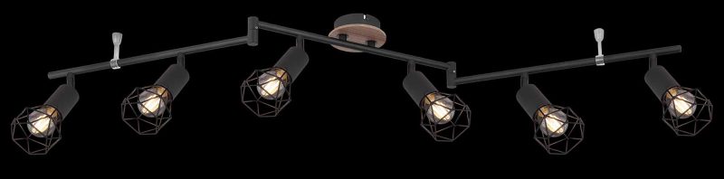 Spot negro de 6 luces con capucha de rejilla Globo Xara I - Imagen 3