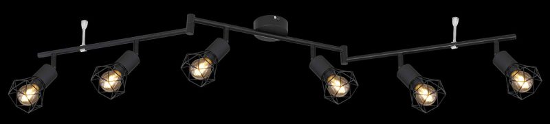 Spot negro de 6 luces con capucha de rejilla Globo Xara I - Imagen 3