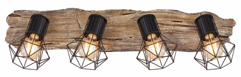 Spot robusto negro de metal/madera de 4 luces Globo Priska - Imagen 2