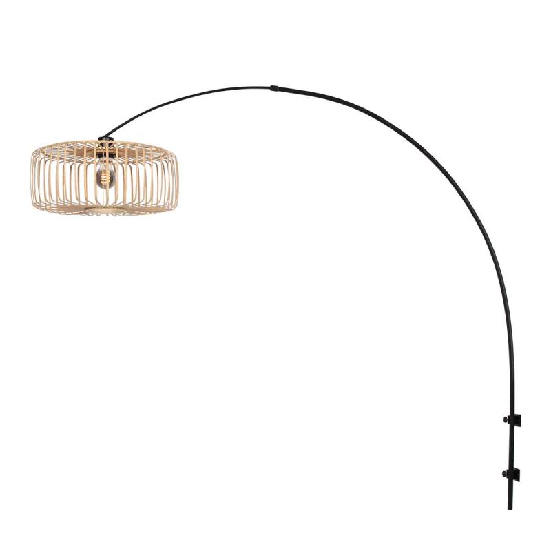 Lámpara de pared con arco negro y pantalla de bambú Steinhauer Sparkled Light - Imagen 2