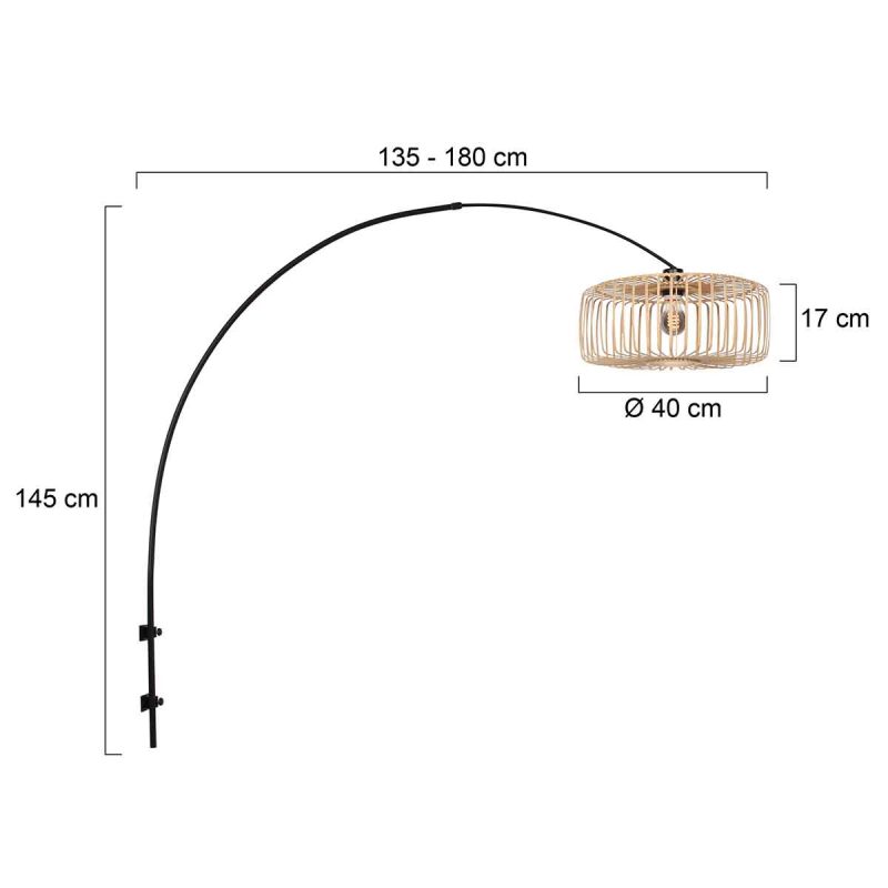 Lámpara de pared con arco negro y pantalla de bambú Steinhauer Sparkled Light - Imagen 6