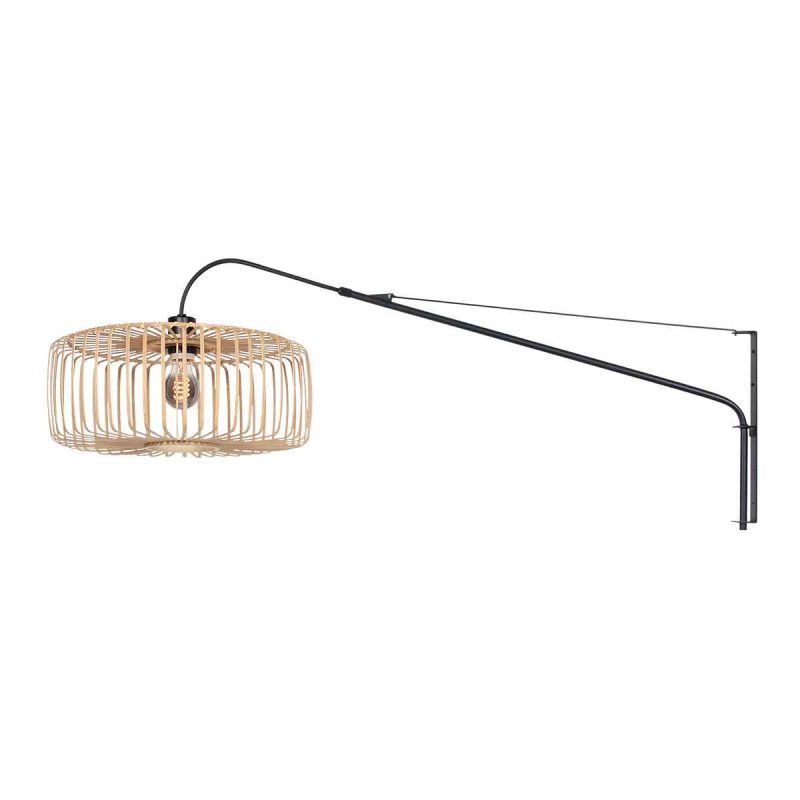 Lámpara de pared de arco largo negro con pantalla natural Steinhauer Elegant Classy - Imagen 2