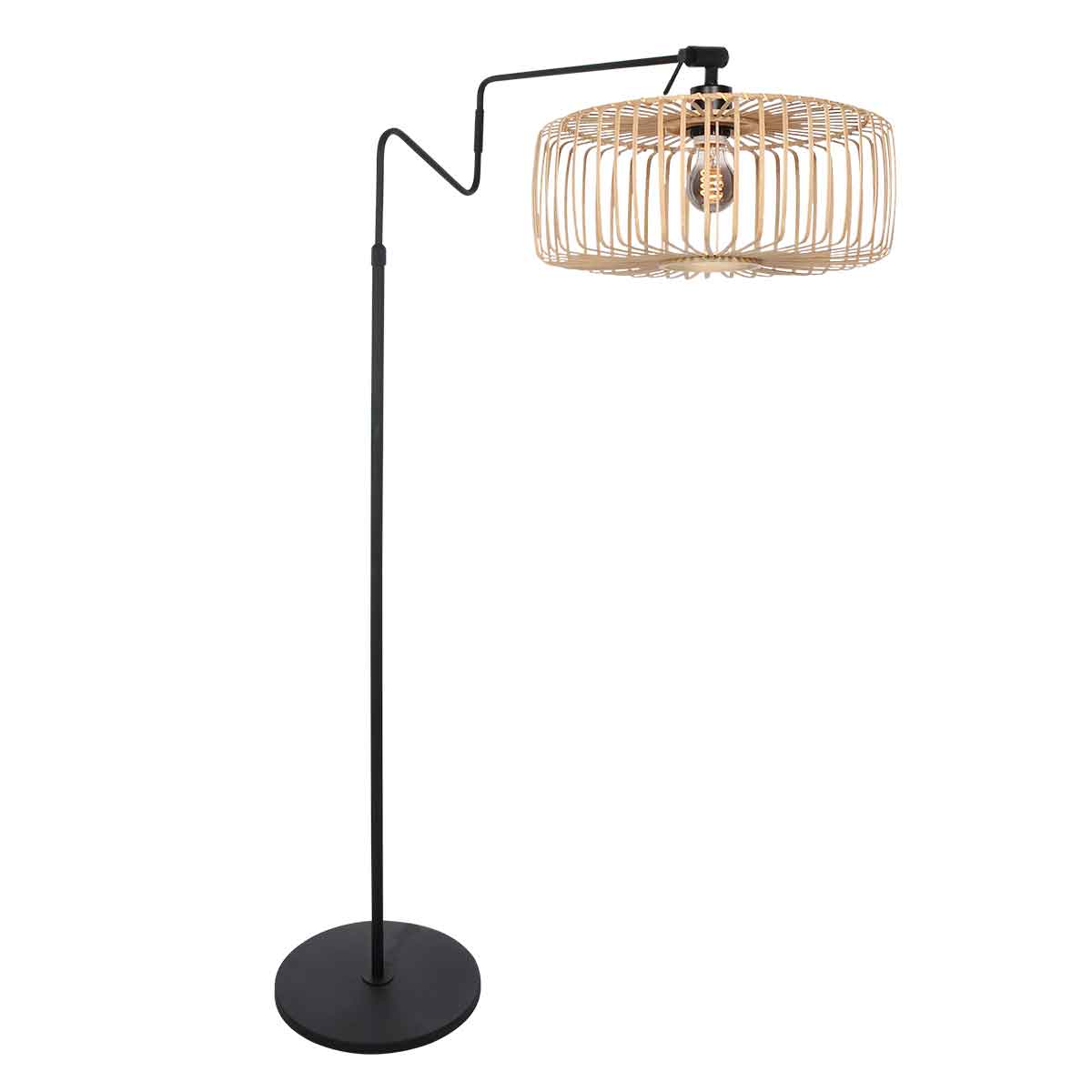 Lámpara de pie articulada en negro/natural Anne Light & Home Linstrom