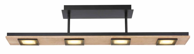 Lámpara de techo 4 luces marrón/negro horizontal Globo Joya - Imagen 2