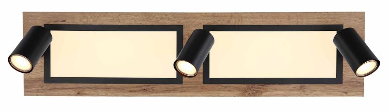 Lámpara de techo alargada negro/marrón con 3 spots Globo Ulla - Imagen 3
