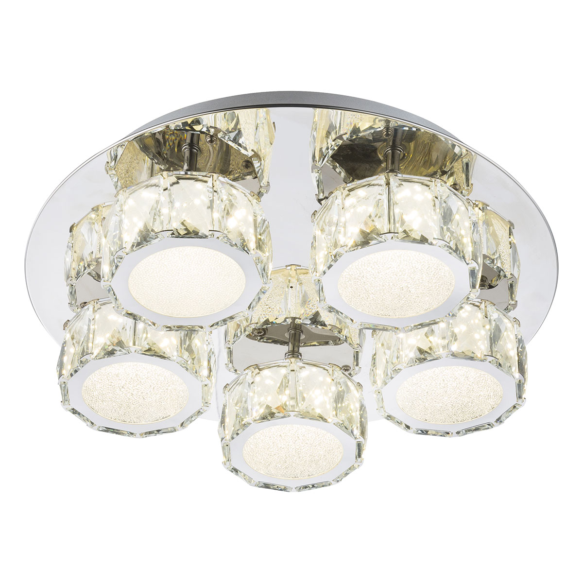 Lámpara de techo cromada/cristal acrílico con 5 luces Globo Amur