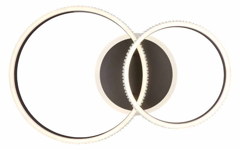 Lámpara de techo de 2 anillos níquel/negro cristales Globo Grouni - Imagen 2