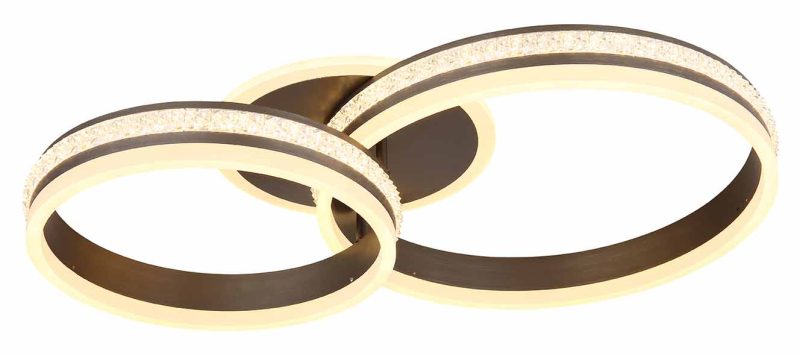 Lámpara de techo de 2 anillos níquel/negro cristales Globo Grouni - Imagen 3