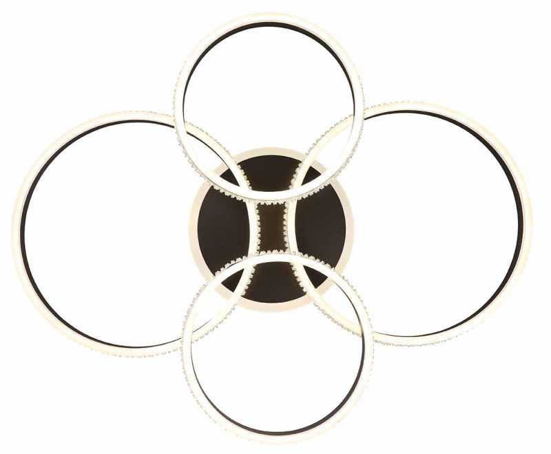 Lámpara de techo de 4 anillos níquel/negro cristales Globo Grouni - Imagen 2
