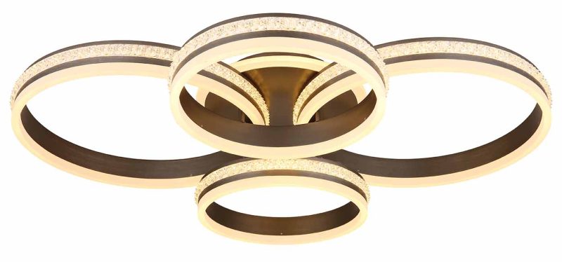 Lámpara de techo de 4 anillos níquel/negro cristales Globo Grouni - Imagen 3