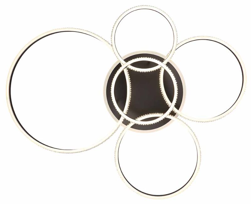Lámpara de techo de 5 anillos níquel/negro cristales Globo Grouni - Imagen 2