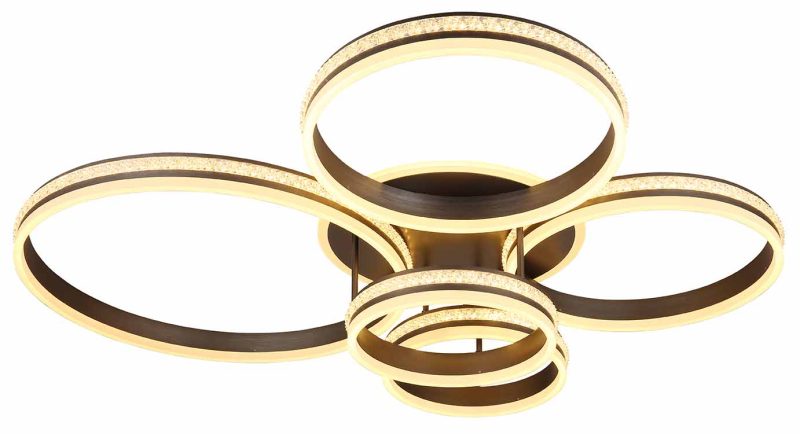 Lámpara de techo de 5 anillos níquel/negro cristales Globo Grouni - Imagen 3