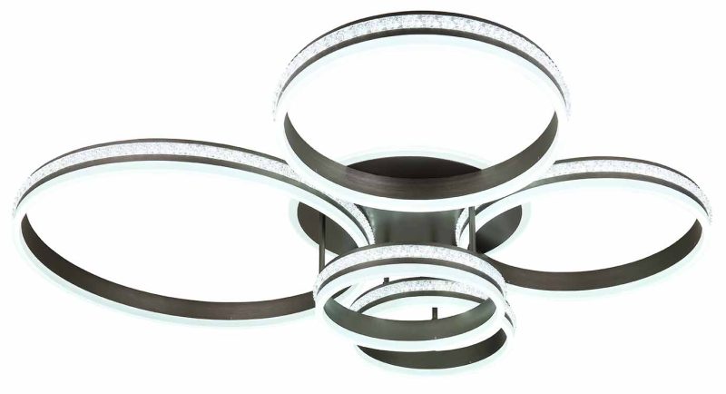 Lámpara de techo de 5 anillos níquel/negro cristales Globo Grouni - Imagen 4