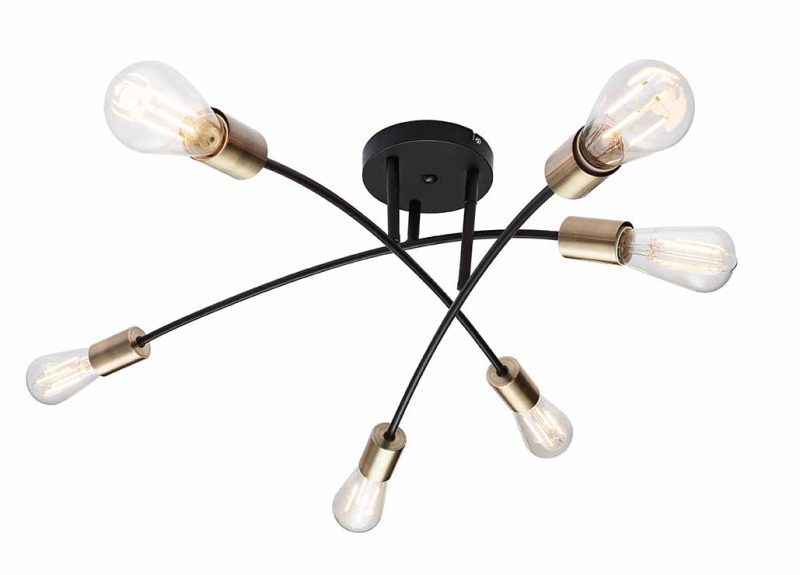 Lámpara de techo flexible de 6 luces negra/latón L Globo Sarini - Imagen 2