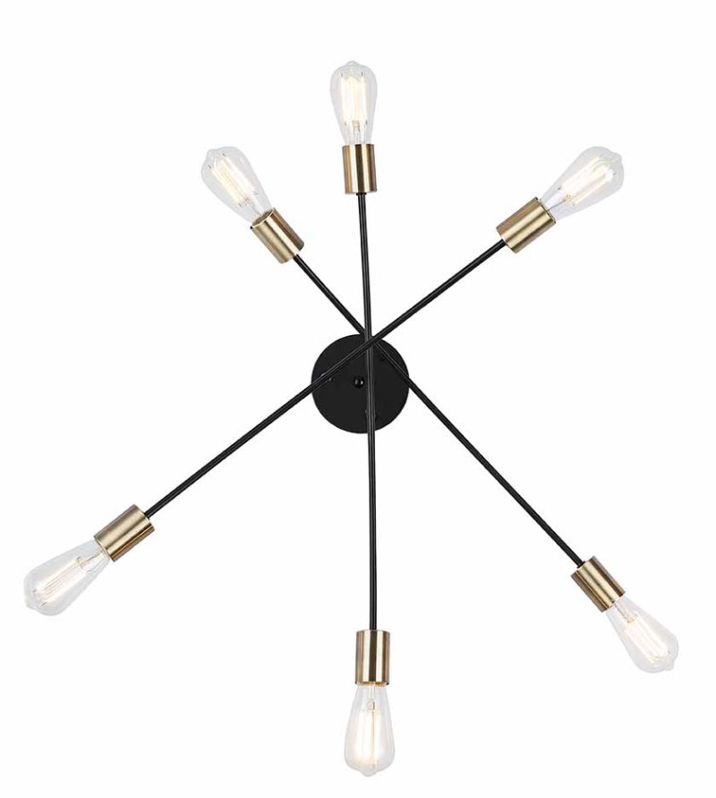 Lámpara de techo flexible de 6 luces negra/latón L Globo Sarini - Imagen 3