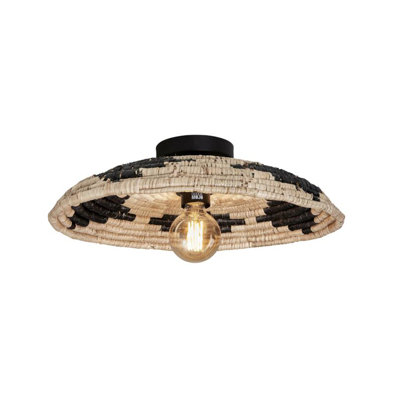 Lámpara de techo forma de cúpula de esparto natural/negro GOOD&MOJO Andros