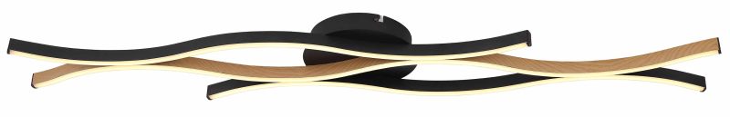 Lámpara de techo largo ondulado negro/aspecto madera Globo Geronimo - Imagen 2