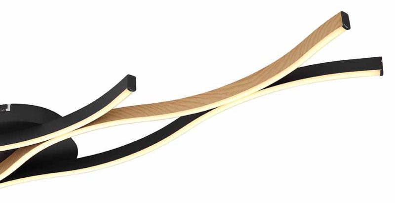 Lámpara de techo largo ondulado negro/aspecto madera Globo Geronimo - Imagen 4