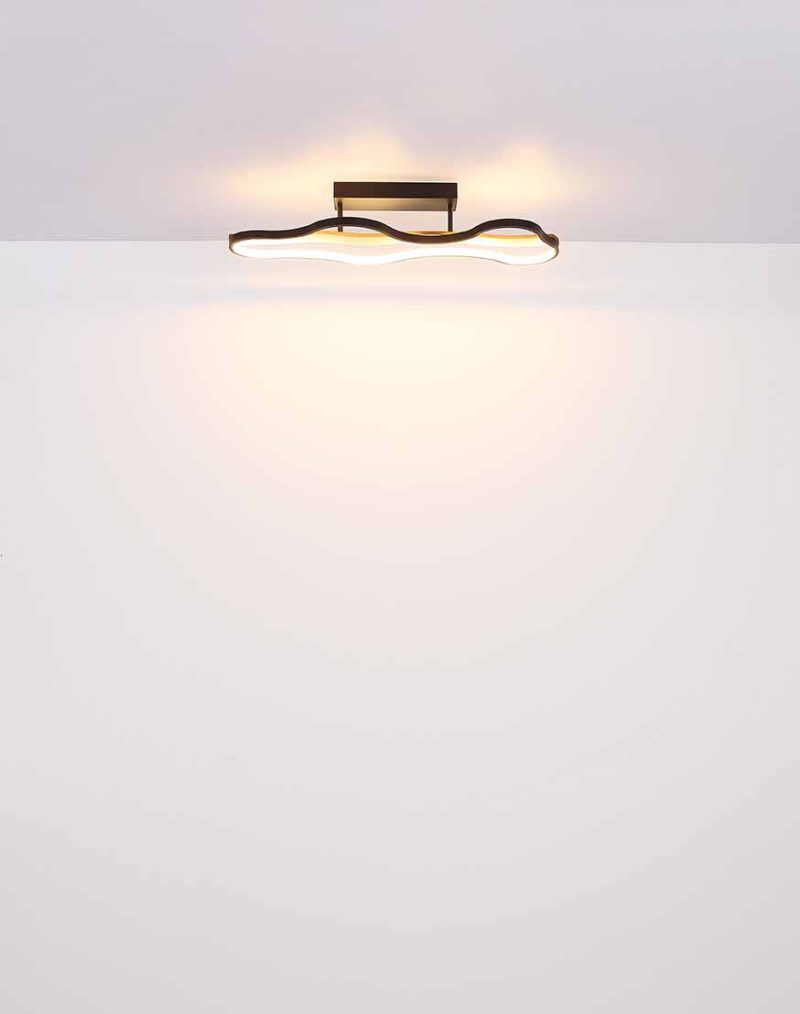 Lámpara de techo largo rectangular negro/aspecto madera nube Globo Bezzy - Imagen 4