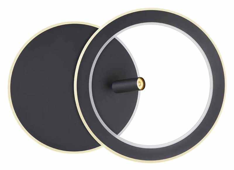 Lámpara de techo moderna negra con anillo y spot Globo Marian - Imagen 2