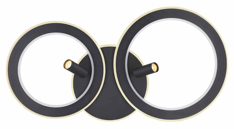 Lámpara de techo negra de 2 anillos con spots L Globo Marian - Imagen 2
