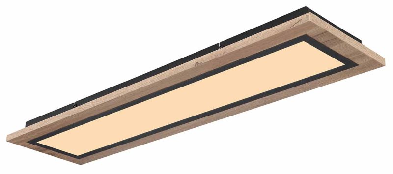 Lámpara de techo negro/marrón rectangular metal/MDF Globo Lea - Imagen 4