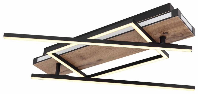 Lámpara de techo poligonal flexible negro/marrón Globo Colli - Imagen 4