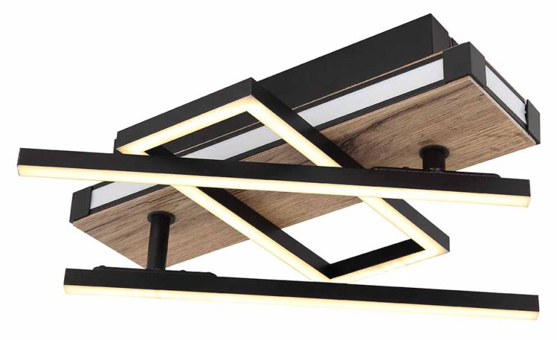 Lámpara de techo poligonal flexible negro/marrón L Globo Colli - Imagen 4