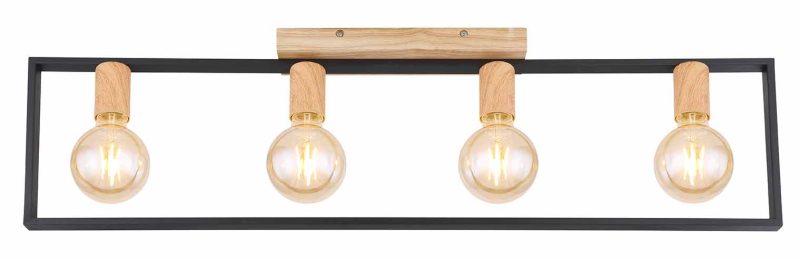 Lámpara de techo rectangular retro de metal negro Globo Daniel - Imagen 2
