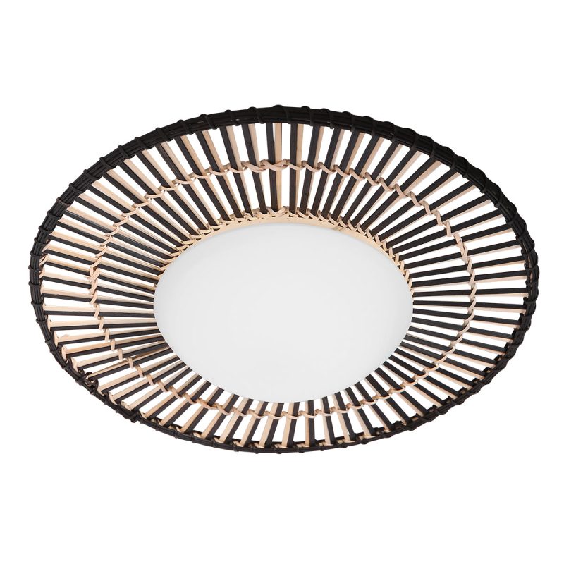 Lámpara de techo redonda bohemia de trenzado de bambú Anne Light & Home Aura - Imagen 2