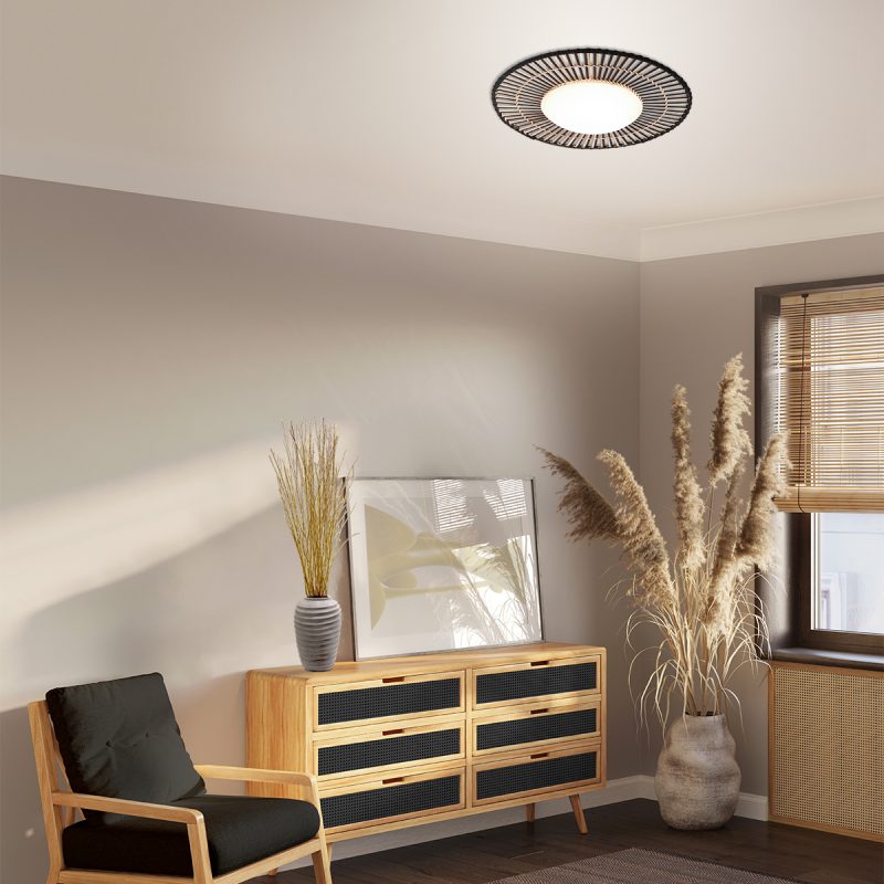 Lámpara de techo redonda bohemia de trenzado de bambú Anne Light & Home Aura - Imagen 3
