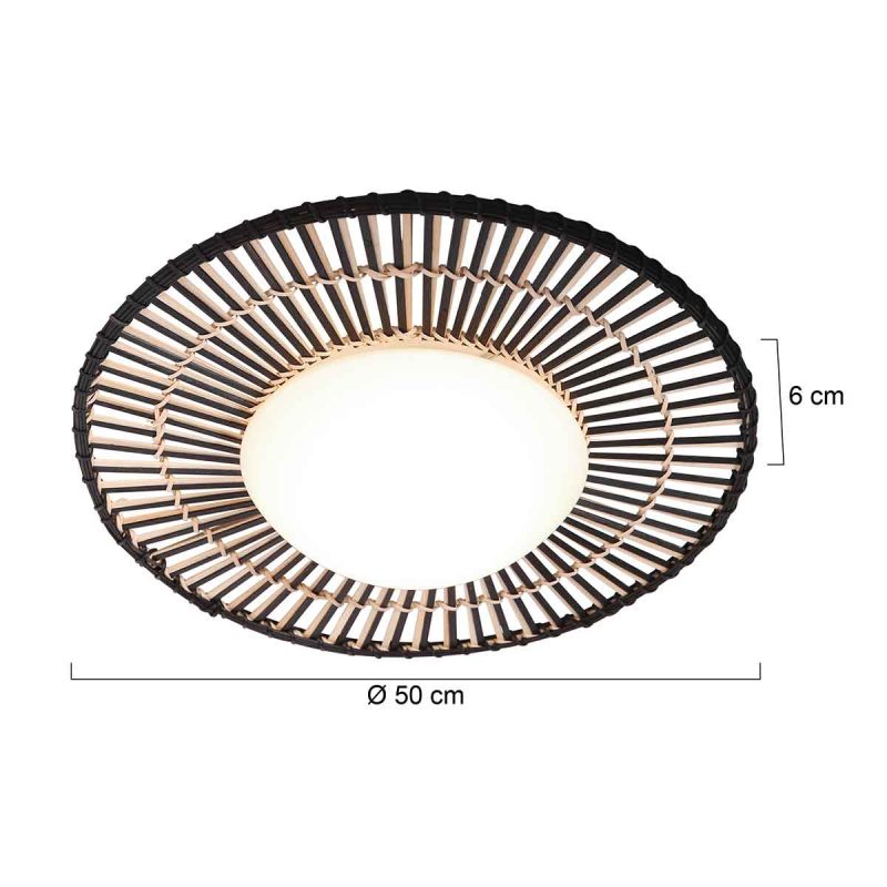 Lámpara de techo redonda bohemia de trenzado de bambú Anne Light & Home Aura - Imagen 7