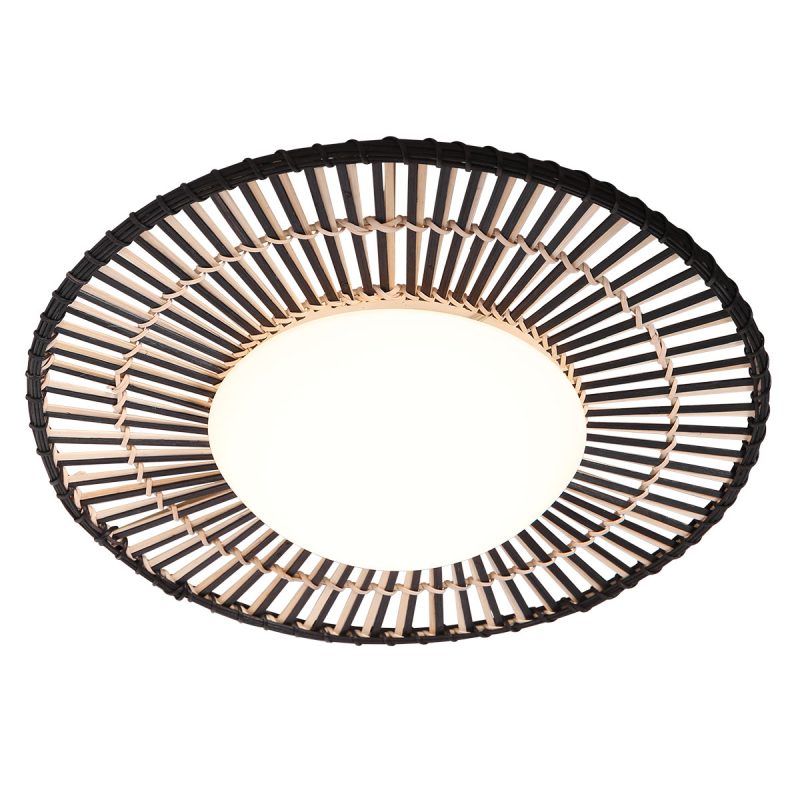 Lámpara de techo redonda bohemia de trenzado de bambú Anne Light & Home Aura - Imagen 9