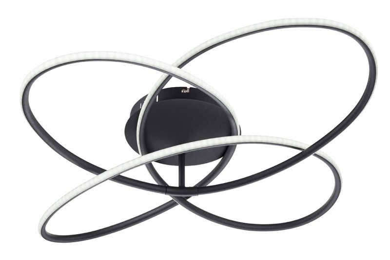Lámpara de techo redonda construcción de anillos negro/blanco L Globo Panda - Imagen 3