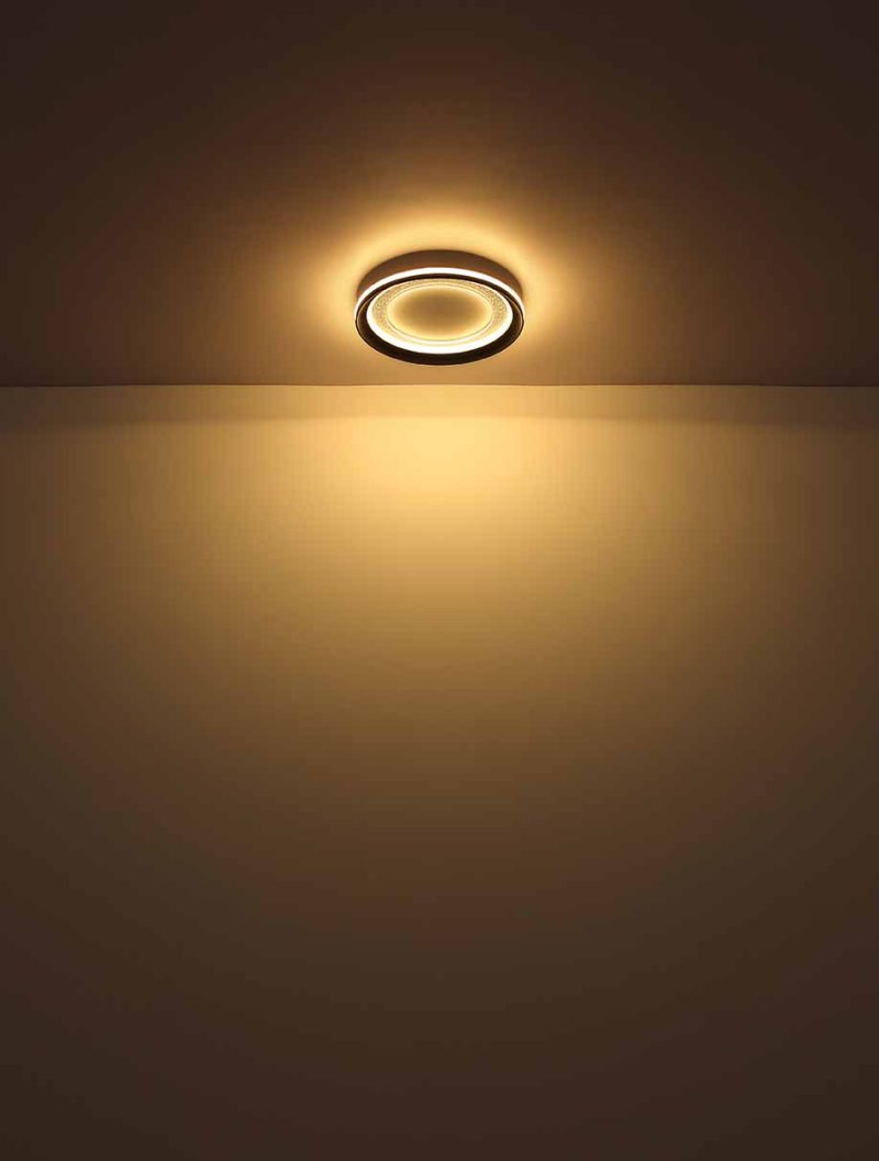 Lámpara de techo redonda negra/blanca con anillo de luz filtrada Globo Clarino - Imagen 3