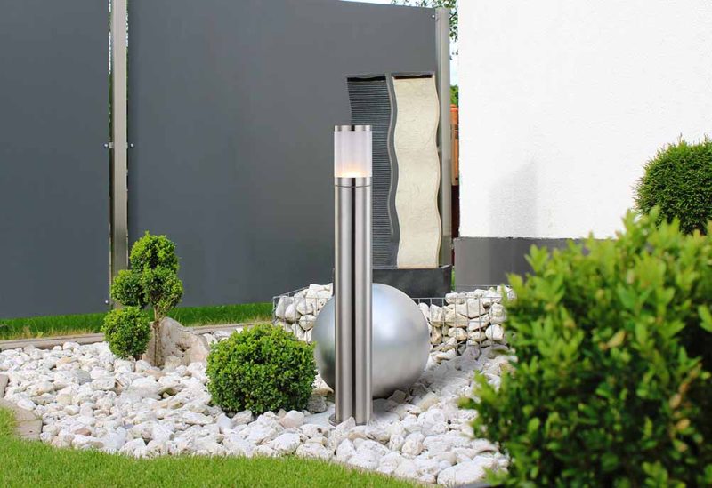 Lámpara exterior metal plata pilar moderno Globo Xeloo - Imagen 3