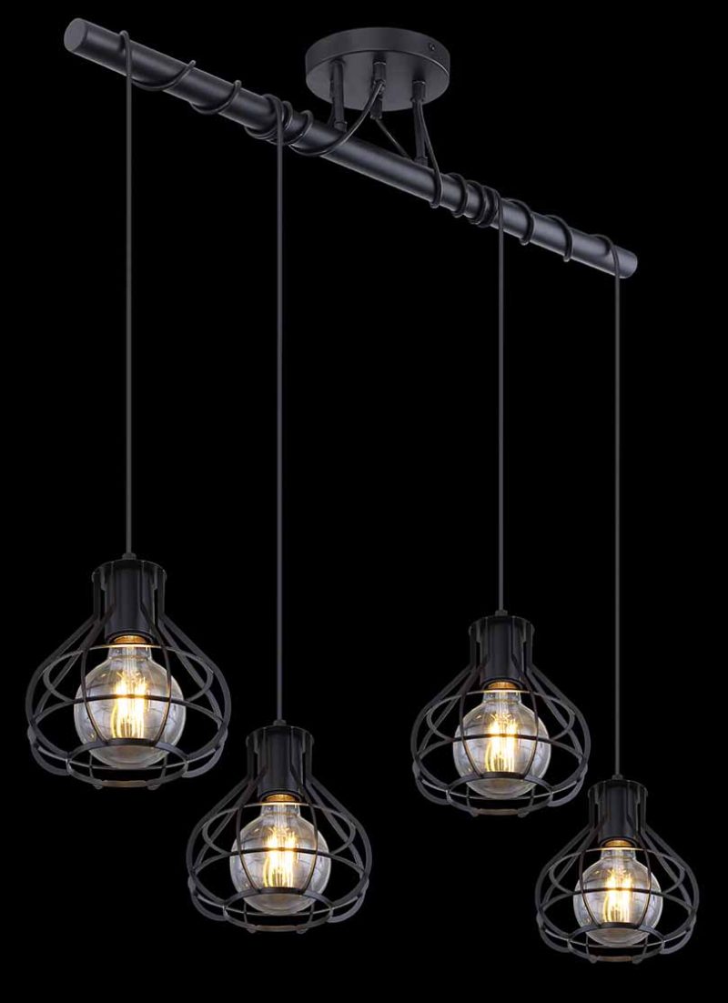 Lámparas de techo retro de metal negro Globo Clastra - Imagen 4