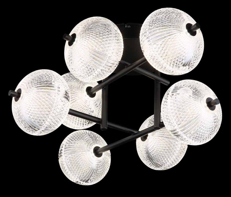 Plafón Art Déco de metal negro Globo Aida - Imagen 2