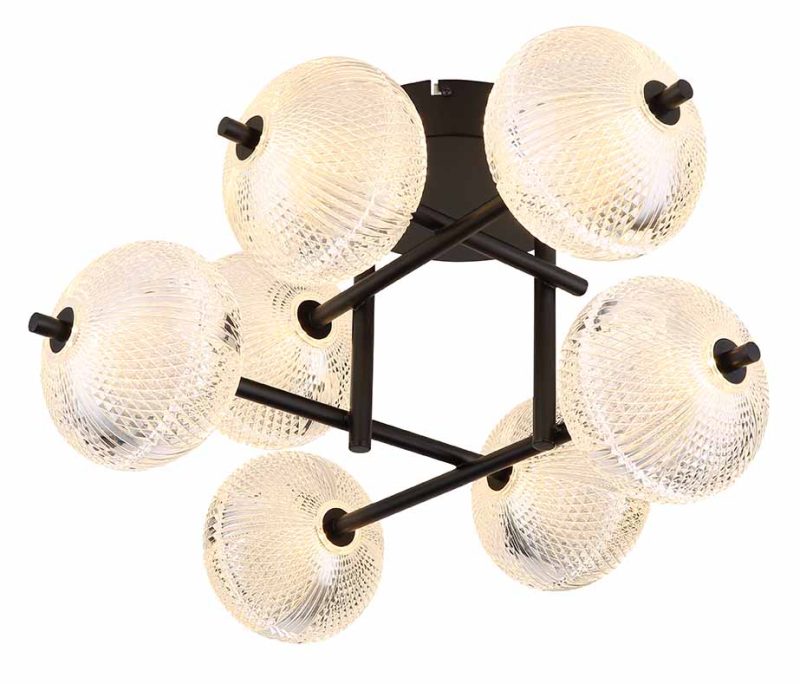 Plafón Art Déco de metal negro Globo Aida - Imagen 3