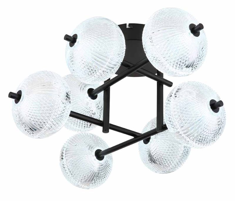 Plafón Art Déco de metal negro Globo Aida - Imagen 4