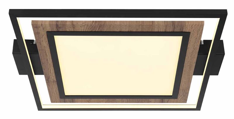Plafón de diseño cuadrado negro/imitación madera Globo Gabaldo - Imagen 2