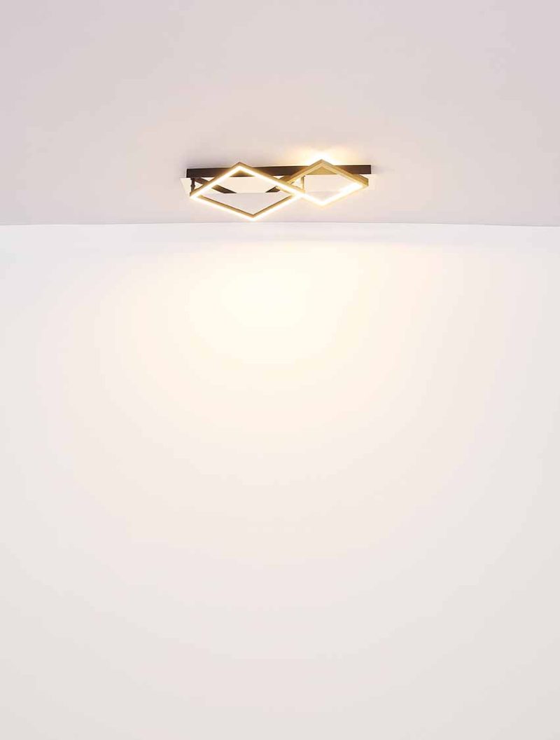 Plafón de forma romboidal cromo/negro/oro Globo Lesina - Imagen 4