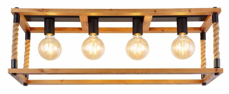 Plafón rural negro rectangular Globo Vernon - Imagen 2